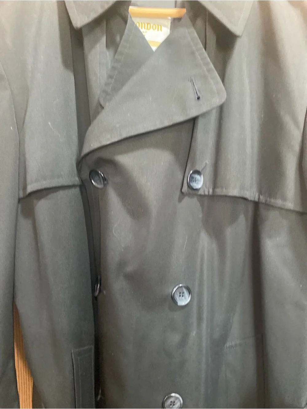 London Fog Men's Black Double-Breasted Belted Trench Coat